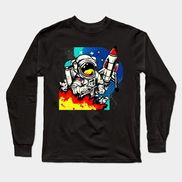 Astronaut in Space Long Sleeve T-Shirt by VirtuDivine Art